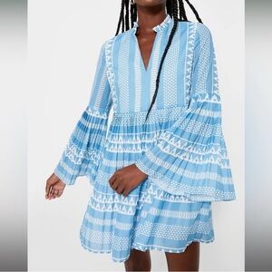 NWT Hyacinth House Blue & White Bell Sleeved Blaine Mini Dress